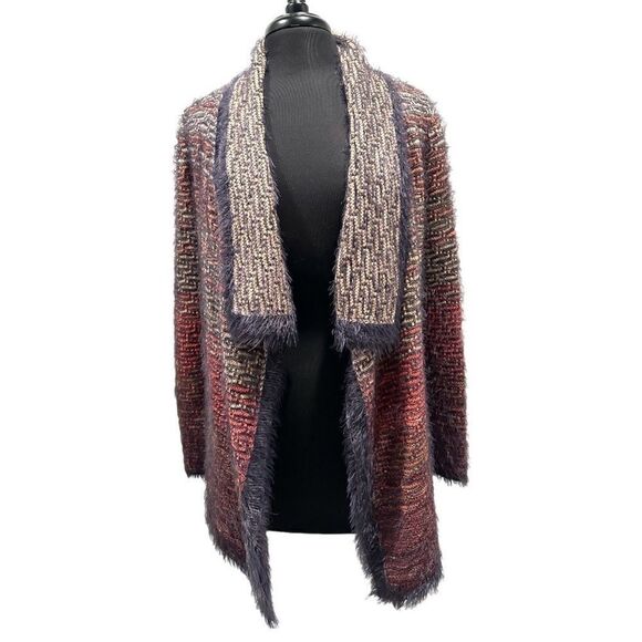 Nice + Zoe Open Front Waterfall Eyelash Ombré Cardigan Sz S - Picture 1 of 13